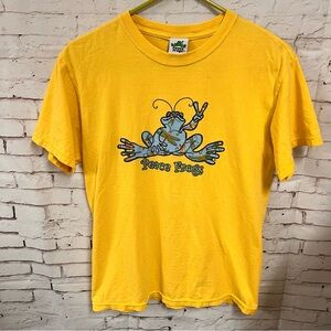 Vintage Yellow Peace Frog T-shirt Tee Shirt Size Small